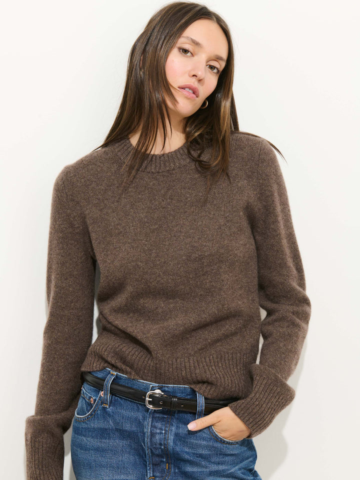 Alex Mill Michelle Marais Crewneck Sweater Cashmere Heather Chocolate