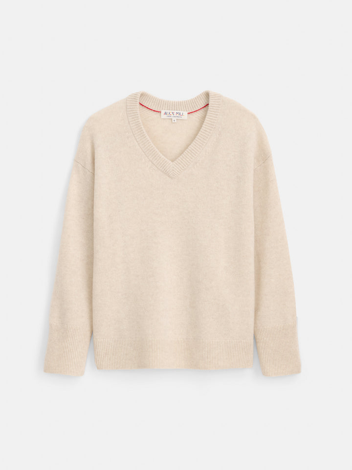 Alex Mill Rowan Ladies V-Neck Sweater Cashmere Heather Ecru