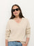 Alex Mill Rowan Ladies V-Neck Sweater Cashmere Heather Ecru