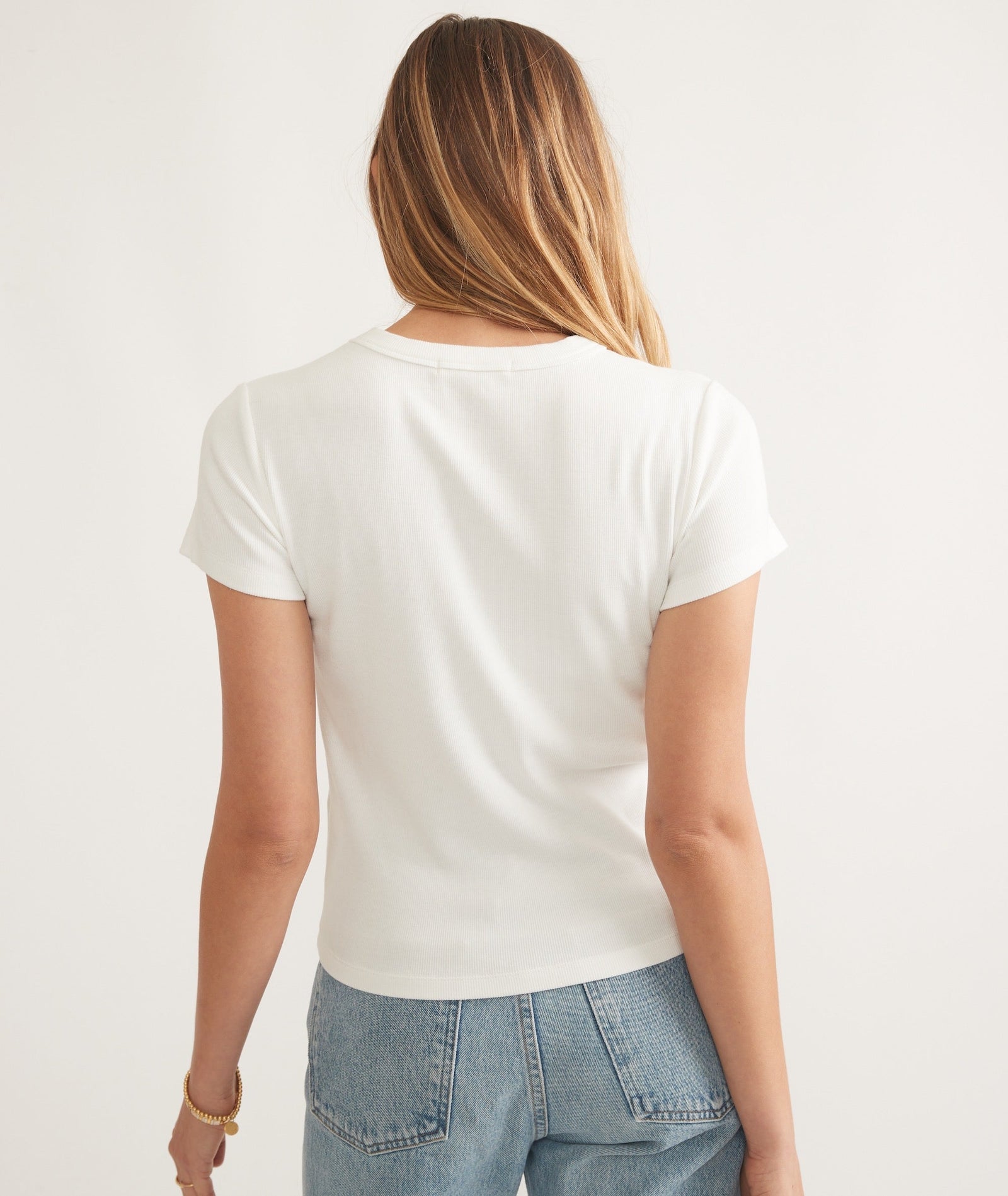 Marine Layer - Lexi Rib Sun-In Crew Tee - Antique White