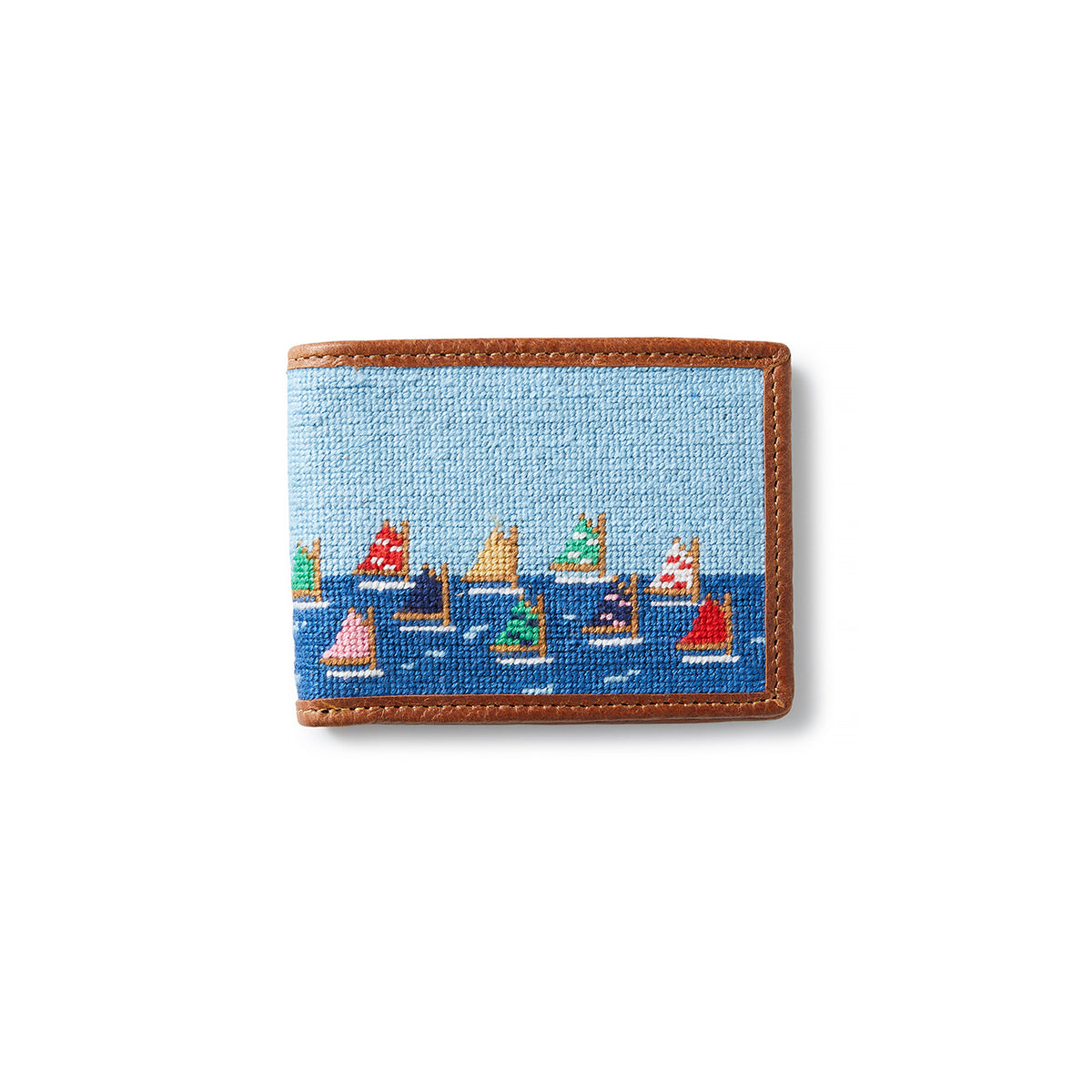 Smathers & Branson Brant Point Rainbow Fleet Scene Needlepoint Bifold Wallet