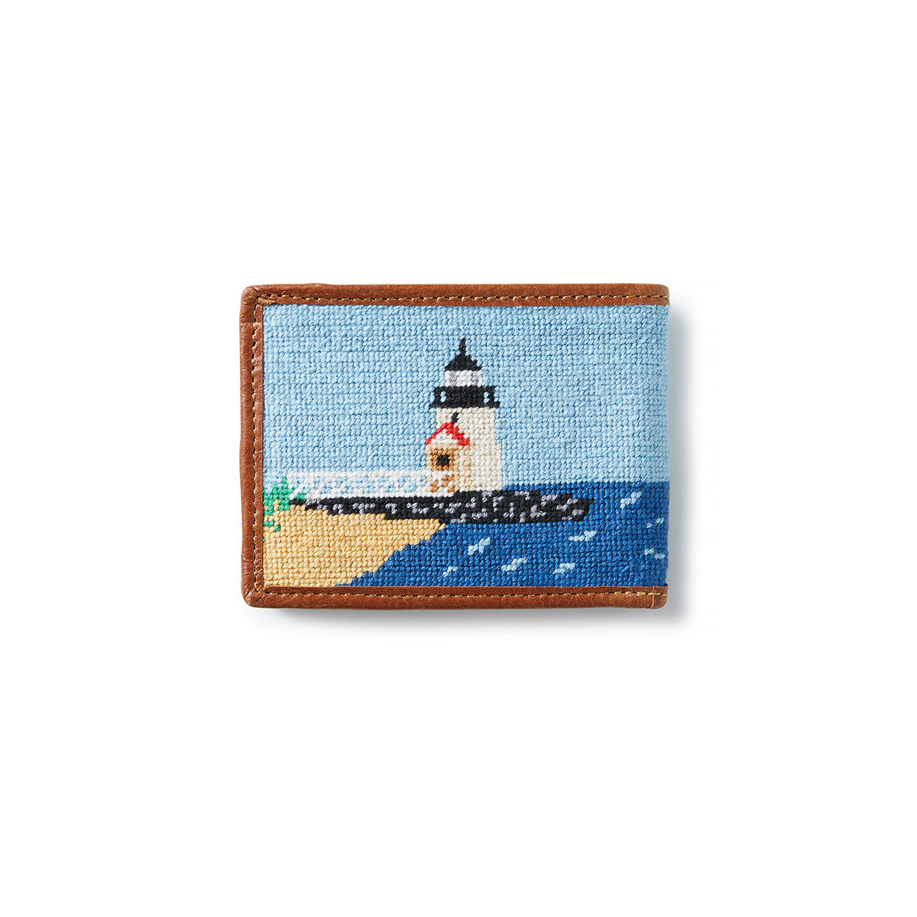 Smathers & Branson Brant Point Rainbow Fleet Scene Needlepoint Bifold Wallet