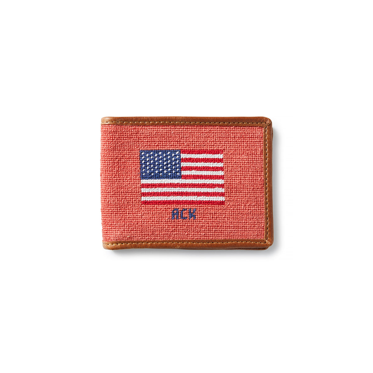 Smathers &amp; Branson Needlepoint Wallet - Nantucket Red American Flag ACK