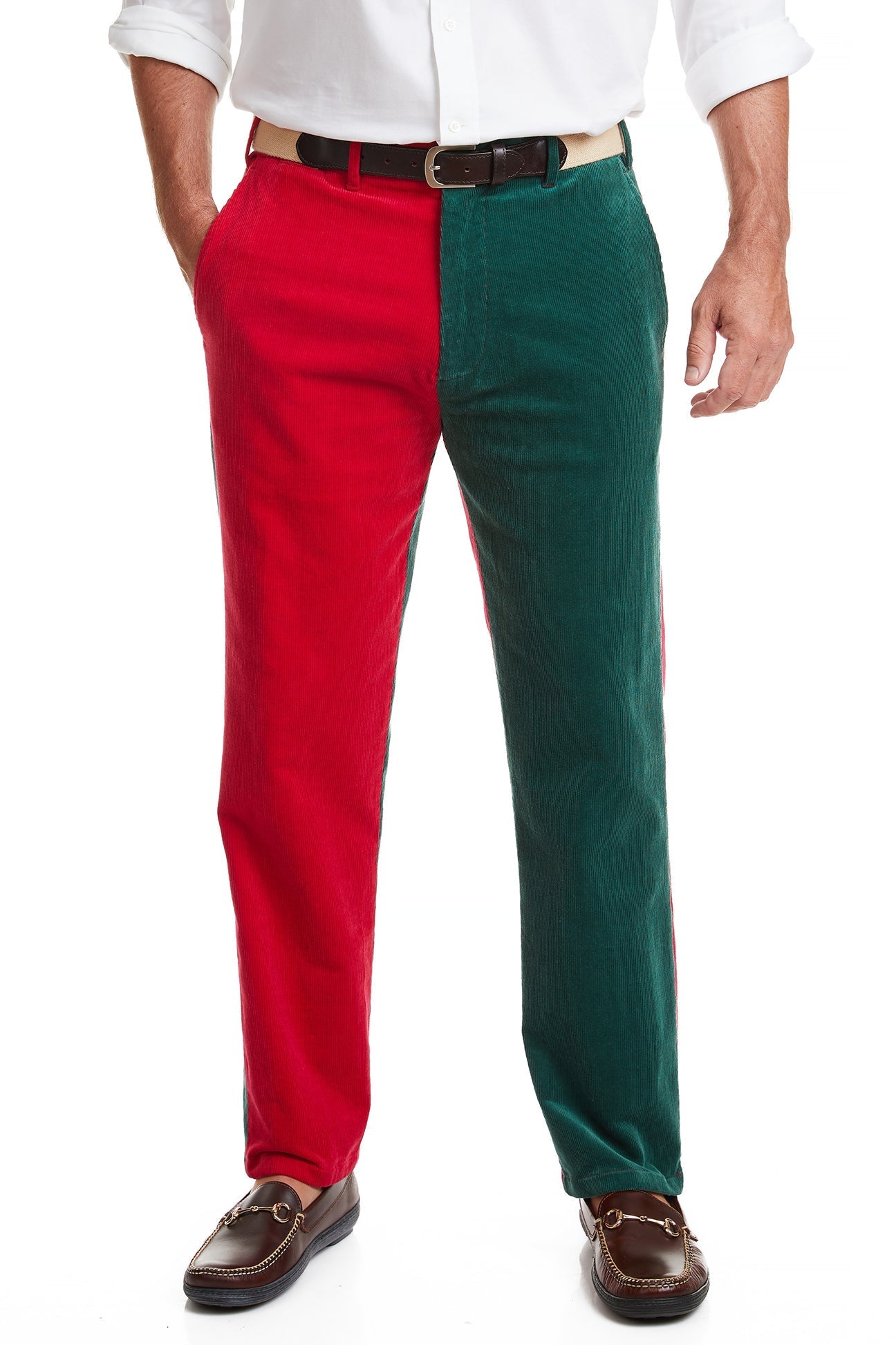 Castaway Beachcomber Corduroy Pant With Hunter/Crimson Red Panel