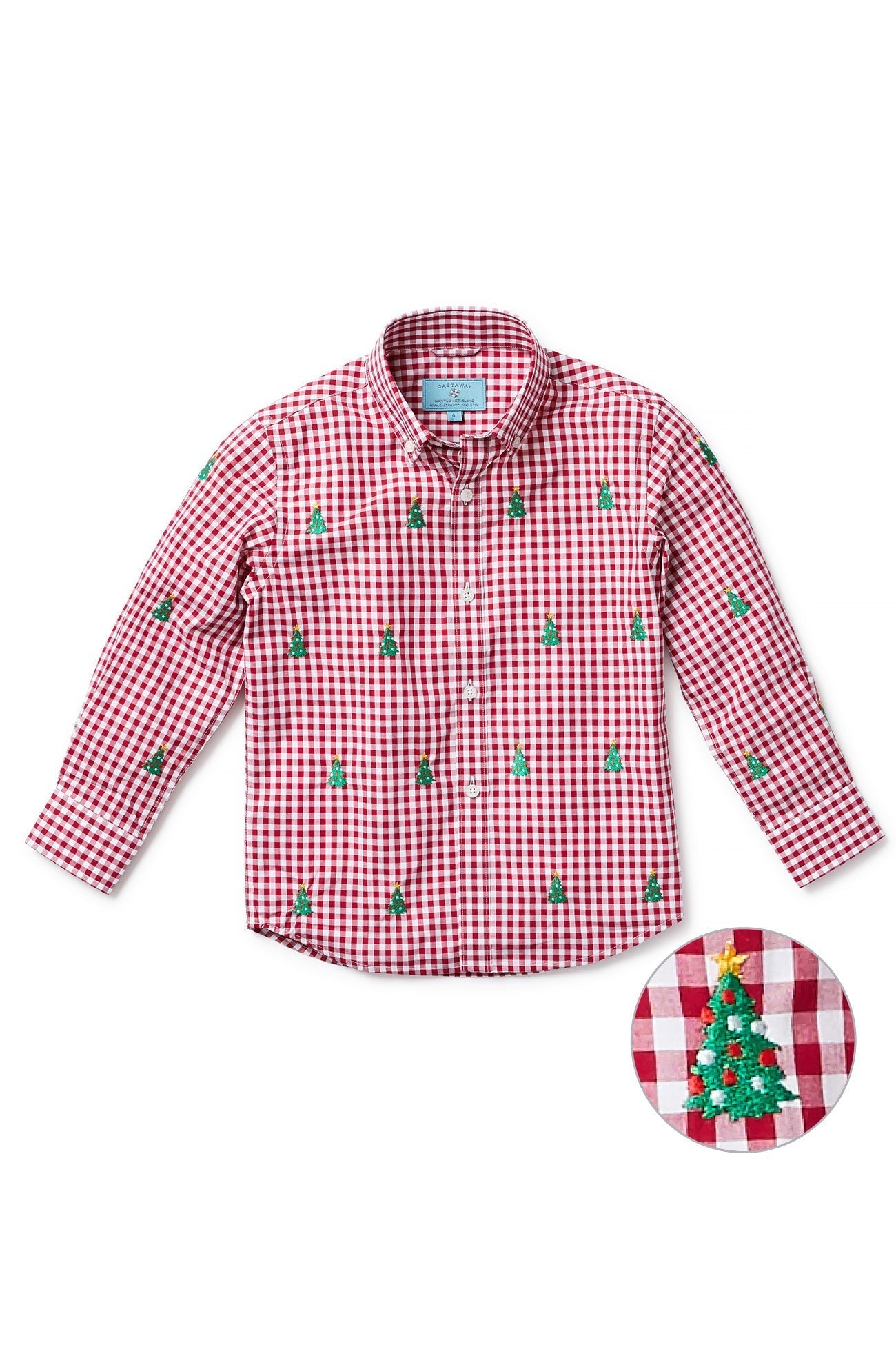Castaway James Shirt Wide Gingham Red/Christmas Tree - Murray's Toggery Shop Castaway James Shirt Wide Gingham Red/Christmas Tree - Murray's Toggery Shop