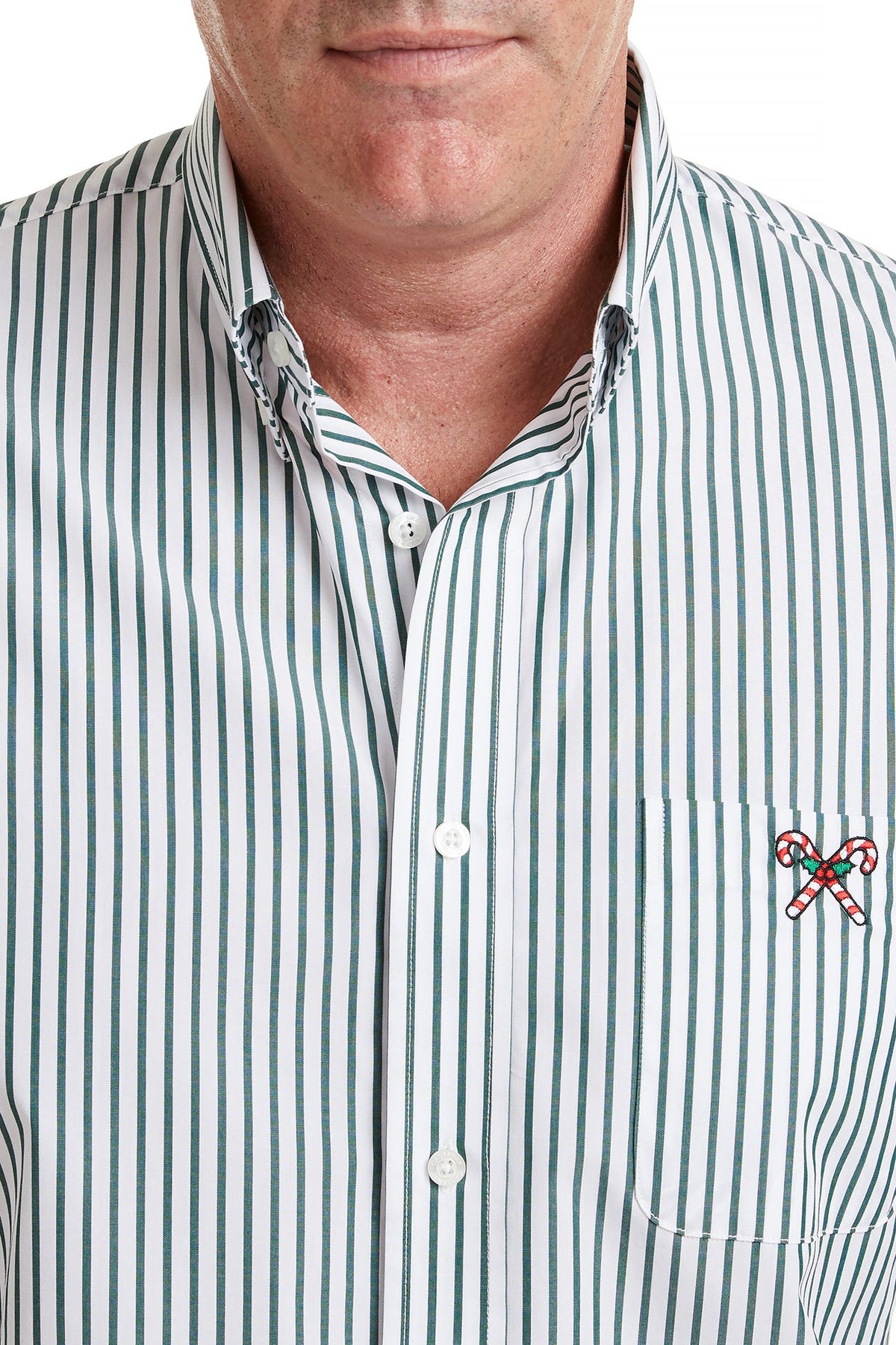 Castaway Chase Shirt Green Stripe with Candy Cane