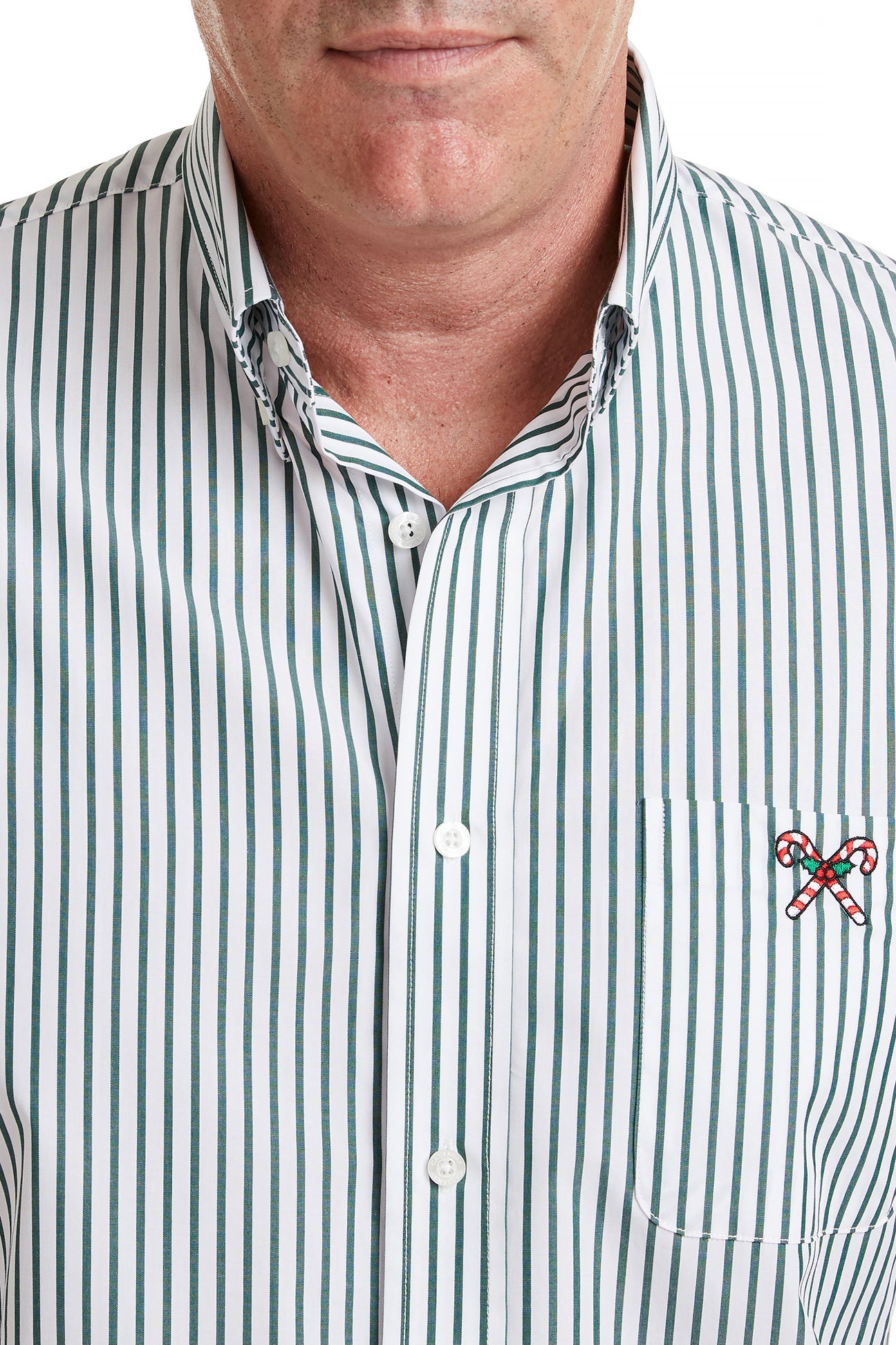 Castaway Chase Shirt Green Stripe with Candy Cane