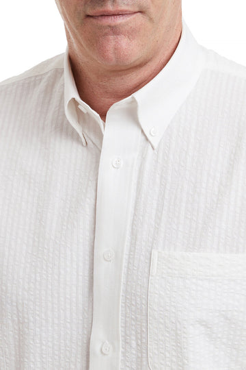 Castaway Chase Long Sleeve White Seersucker Shirt