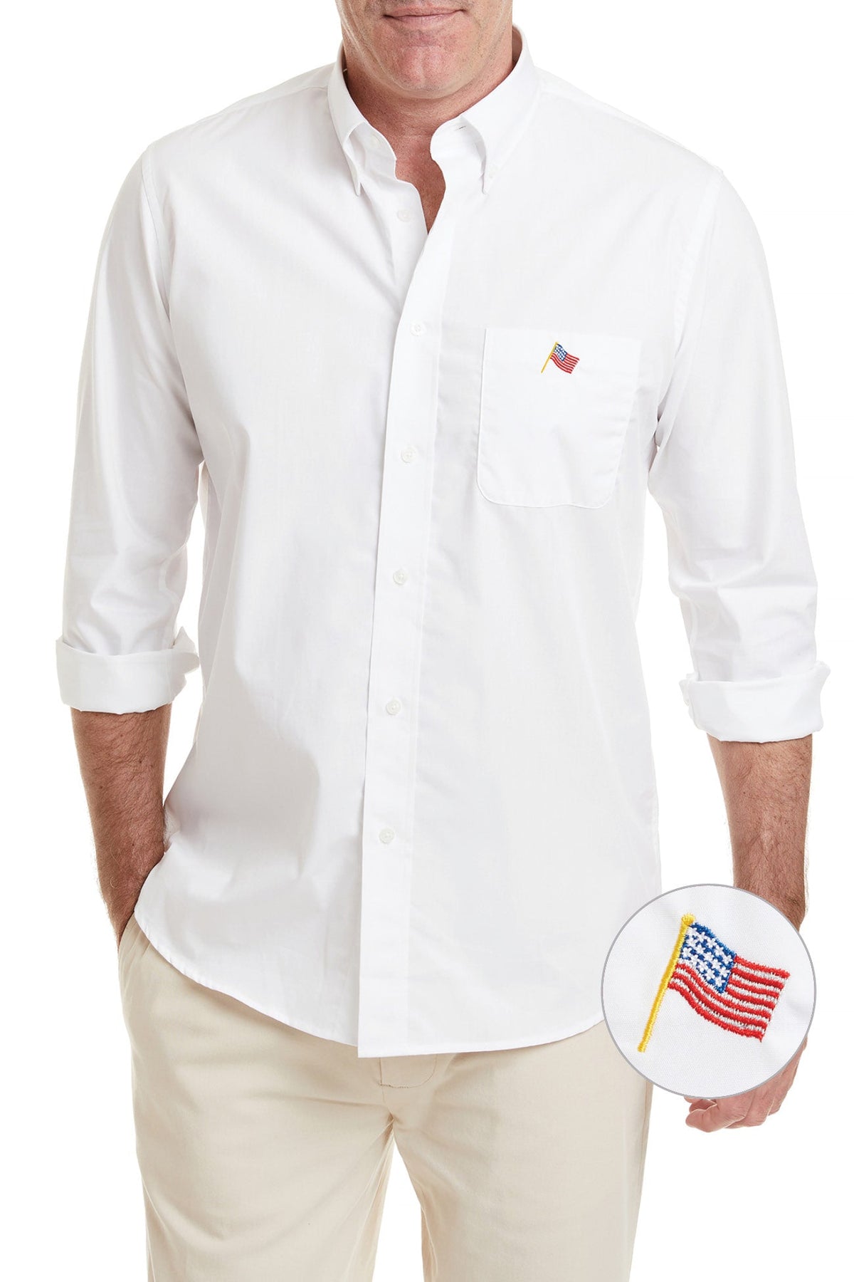 Castaway Chase Shirt White with Single USA Flag