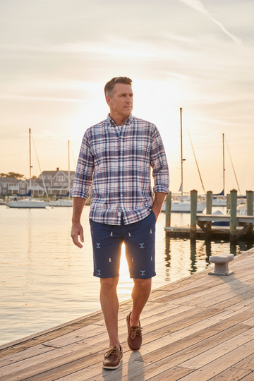 Castaway Cisco Short-Navy w/ Whales Tail & Lighthouse