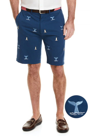 Castaway Cisco Short-Navy w/ Whales Tail & Lighthouse