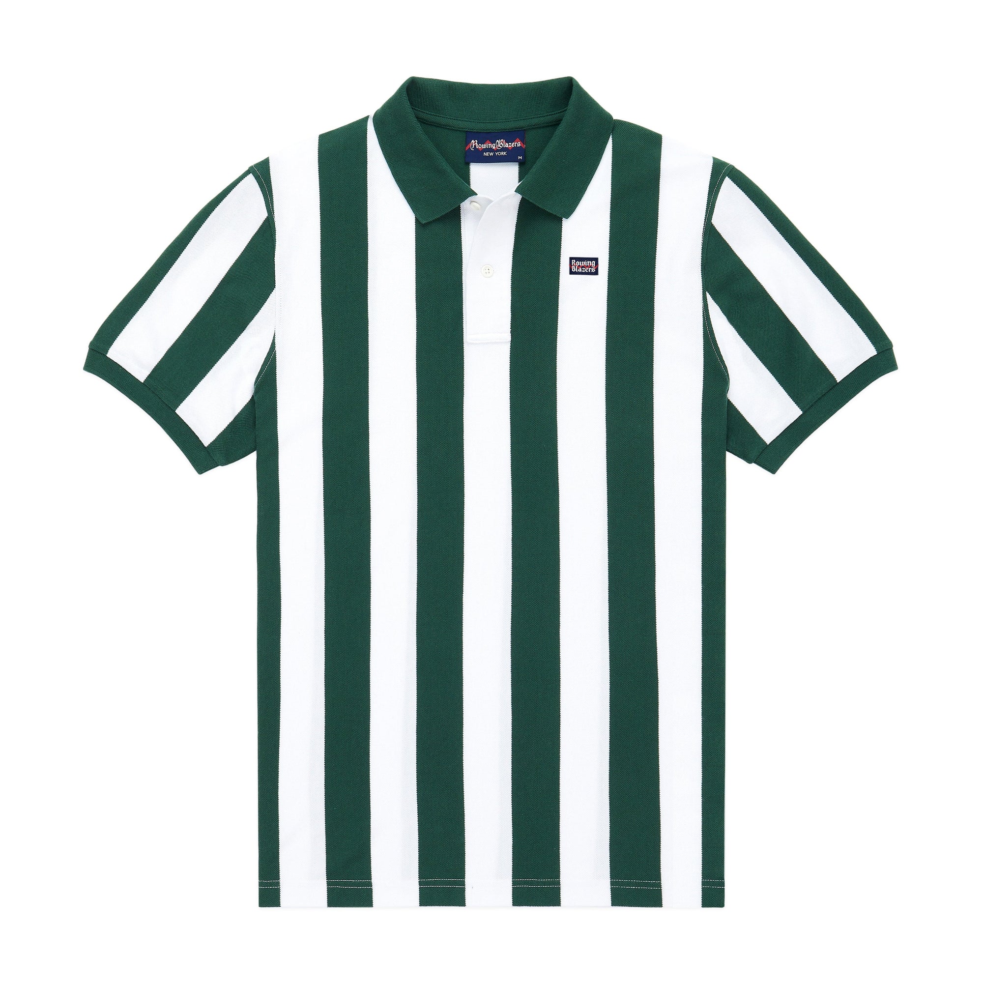 Rowing Blazers Mens Pique Stripe Polo - Green