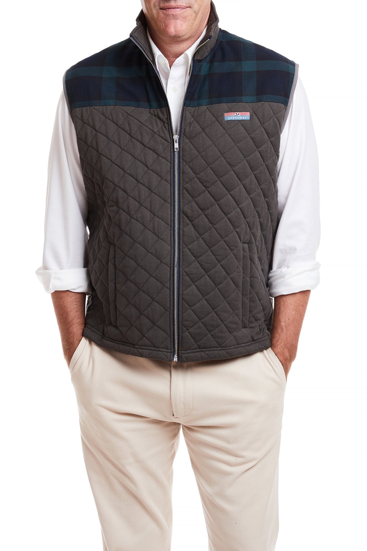 Cross-Rip Vest - Charcoal with Black Stewart Trim