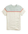 Marine Layer ENGINEERED STRIPE CREW TEE-GREEN/WHITE