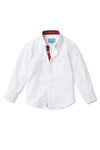 Castaway James Shirt White Oxford with Royal Stewart Trim