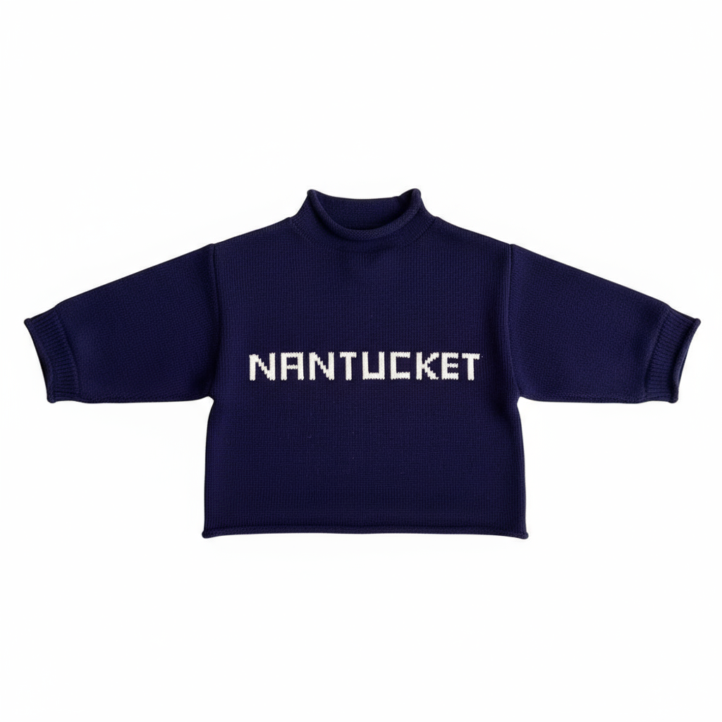 Kids Sweater NANTUCKET Navy/White Flat Lay