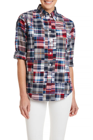 Castaway Ladies Button Down Shirt Bromley Patch Madras