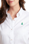 Castaway Ladies Shirt Oxford White w/ Single Christmas Tree