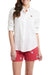 Castaway Ladies Shirt White Linen w/ Single USA Flag