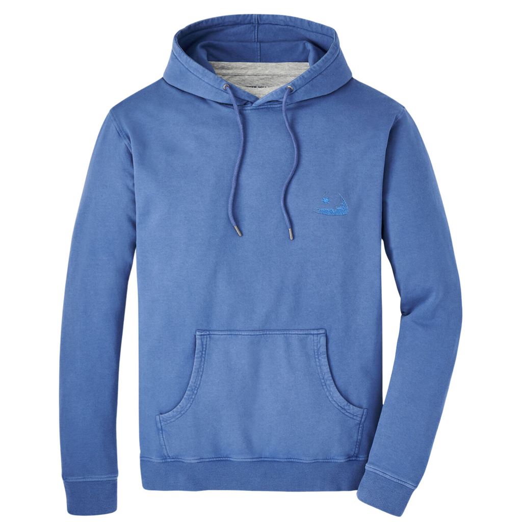 Peter Millar Lava Wash Hoodie-Ocean Blue with Island Logo