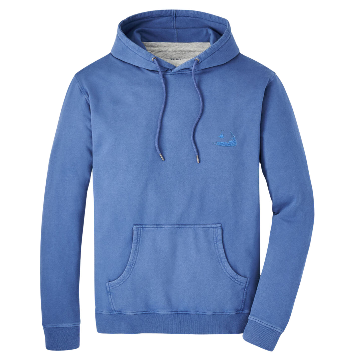 Peter Millar Lava Wash Hoodie-Ocean Blue with Island Logo
