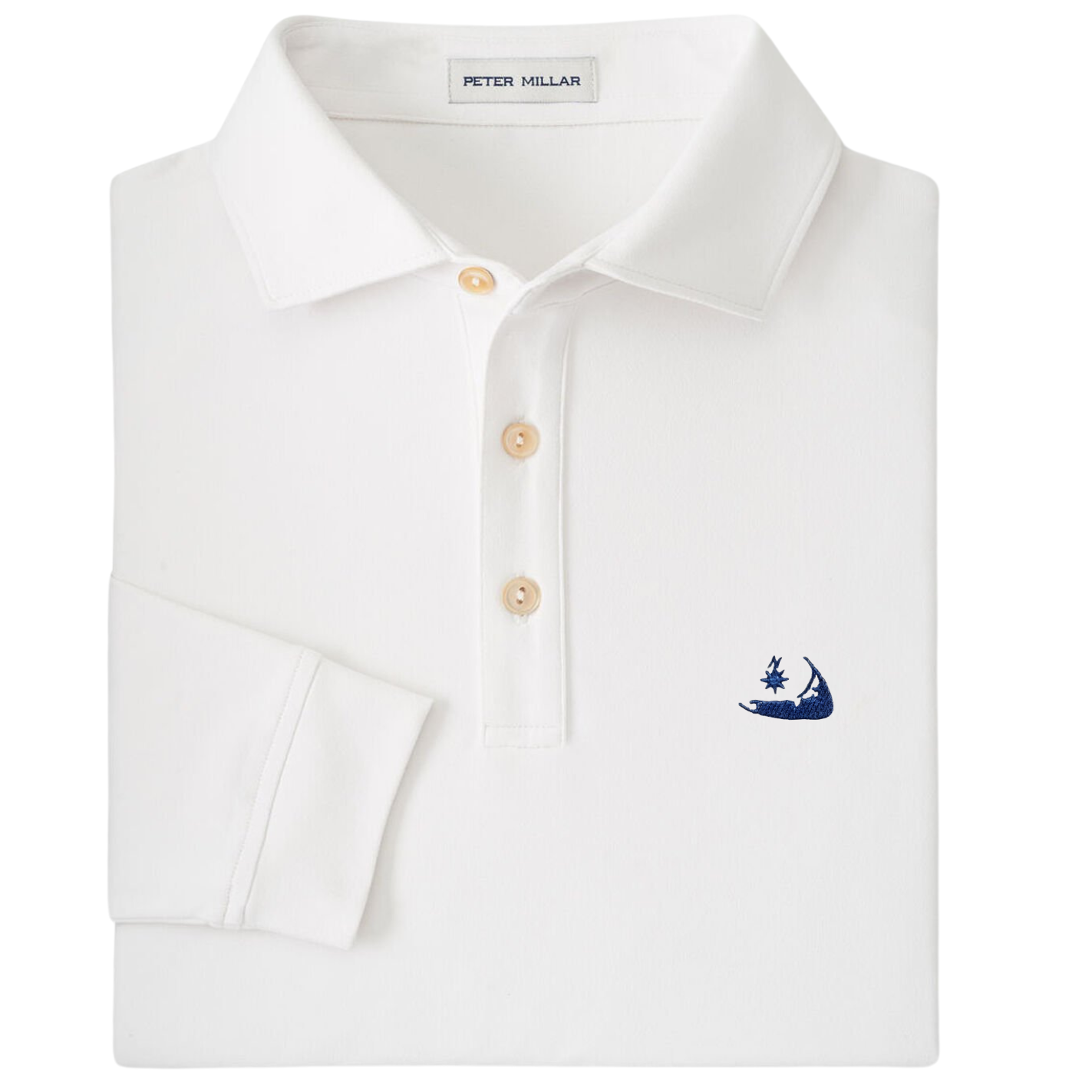 Peter Millar Lyons Performance Long-Sleeve Polo-White with