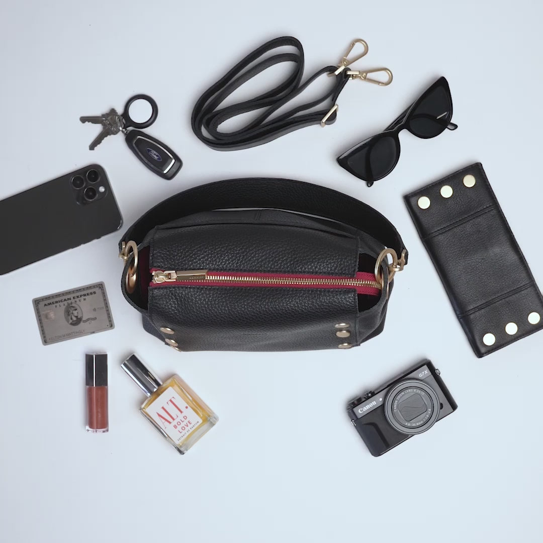 Hammitt Bryant Crossbody/Shoulder Bag Med Black/Brushed Gold