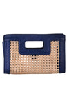 Walker &amp; Wade Rattan Wicker Clutch Navy