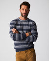 Billy Reid GRADIENT STRIPE CREW NECK SWEATER-NAVY/WHITE