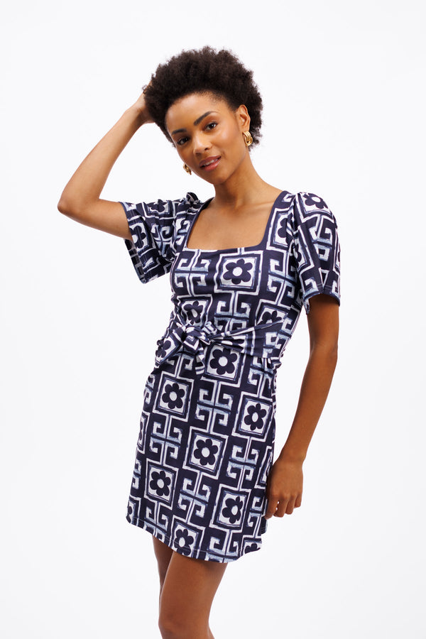 Smith & Quinn Pearl Dress Flower Maze Navy - Murray's