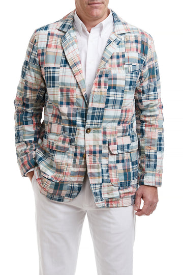 Castaway Mens Spinnaker Blazer - Grey Lady Patch Madras