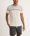 Marine Layer ENGINEERED STRIPE CREW TEE-GREEN/WHITE