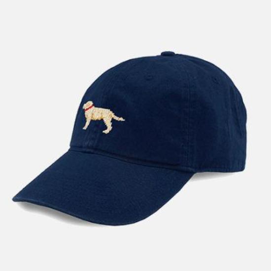 Smathers &amp; Branson Yellow Lab Needlepoint Hat - Navy
