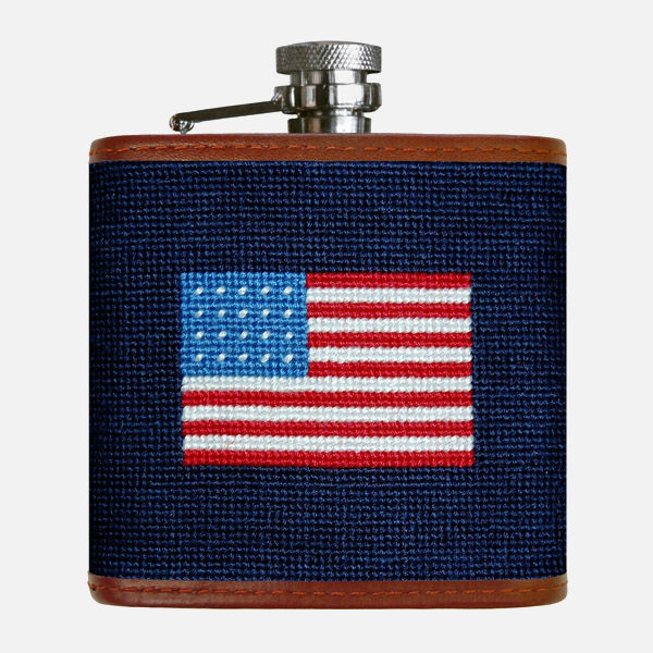 Smathers & Branson American Flag Needlepoint Flask