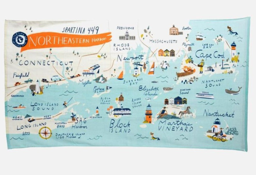 Spartina 449 Map Beach Towel - Northeastern Harbors