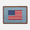 Smathers &amp; Branson Needlepoint Card Wallet - American Flag (Antique Blue)