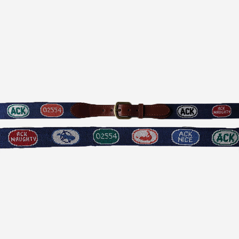 Smathers & Branson Nantucket Bumper Stickers Needlepoint Belt