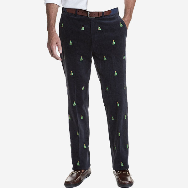 Castaway Beachcomber Corduroy Pant - Nantucket Navy with Christmas Tree