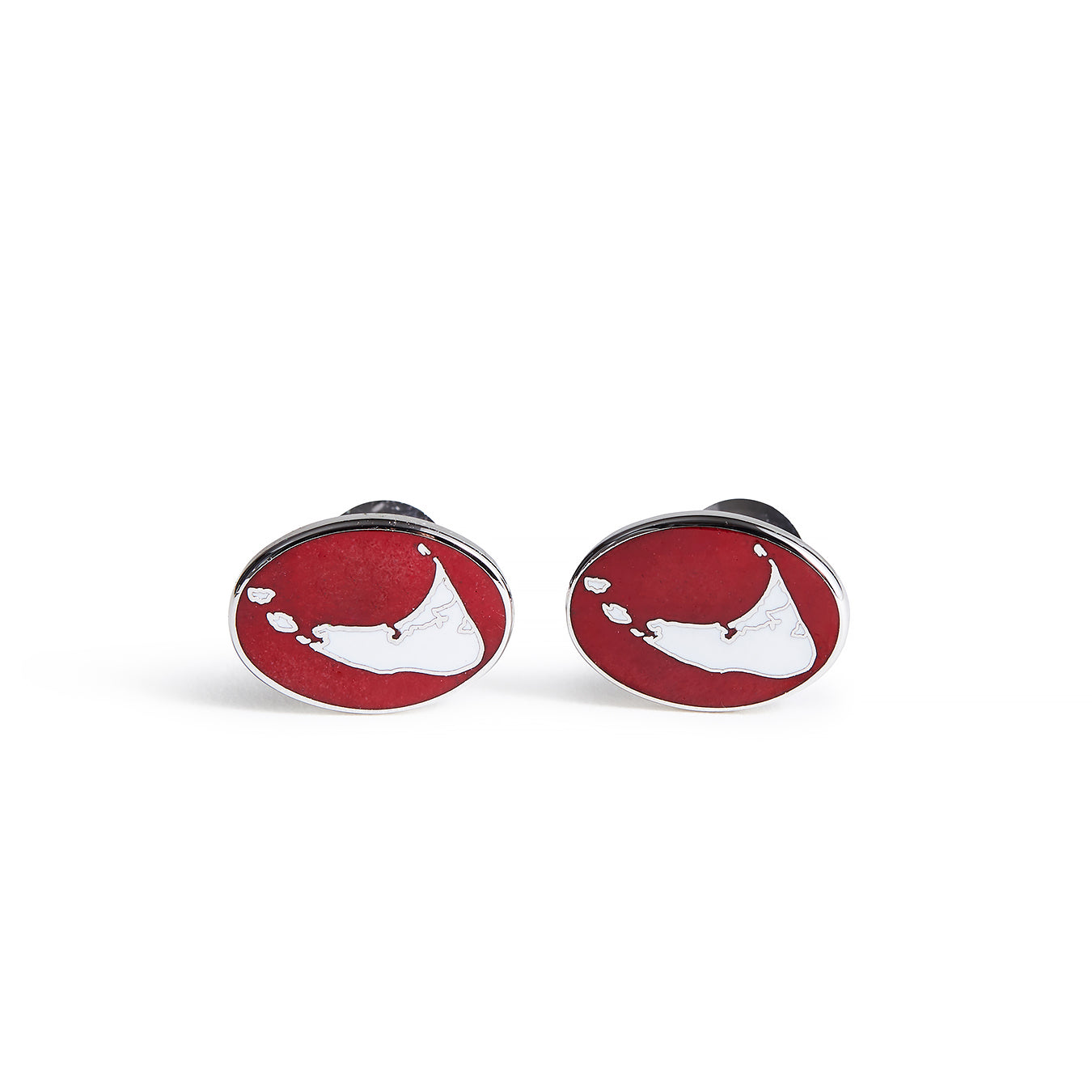 Island Cufflinks-Red w/white Island