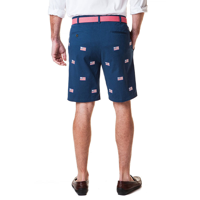 Castaway Cisco Stretch Twill Short Nantucket Navy with American Flag