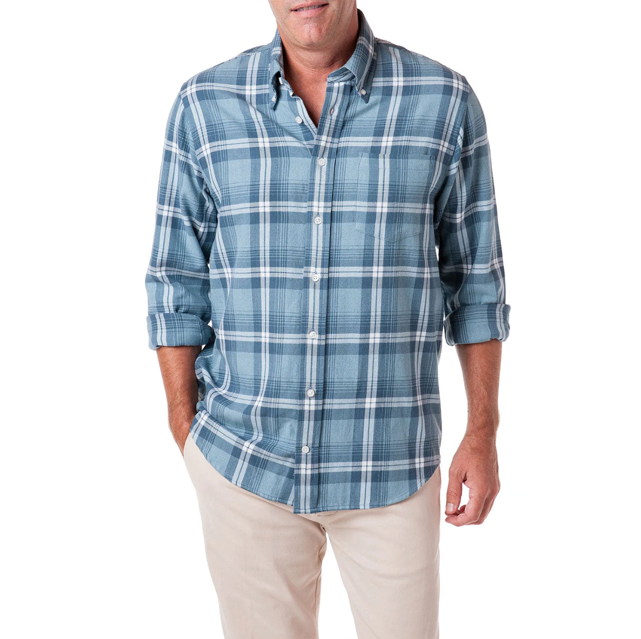 Castaway Chase Shirt - Harding Plaid Blue