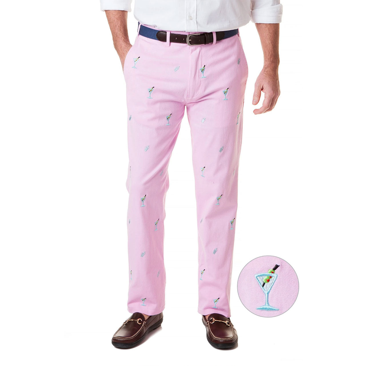 Castaway Harbor Pants Embroidered - Pink/Martini & Shaker