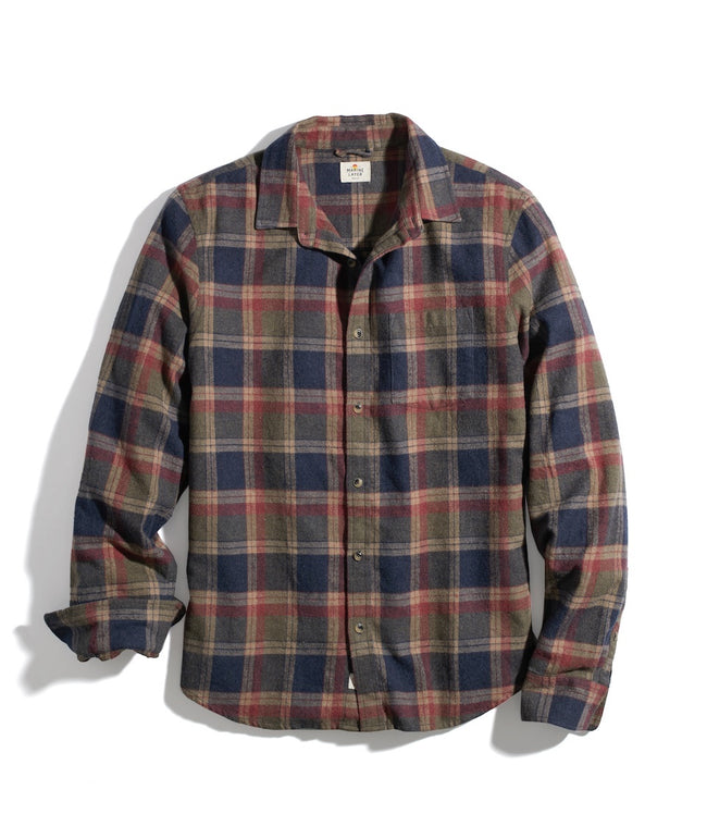 Marine Layer Classic Fit Balboa Button Down - Olive Plaid