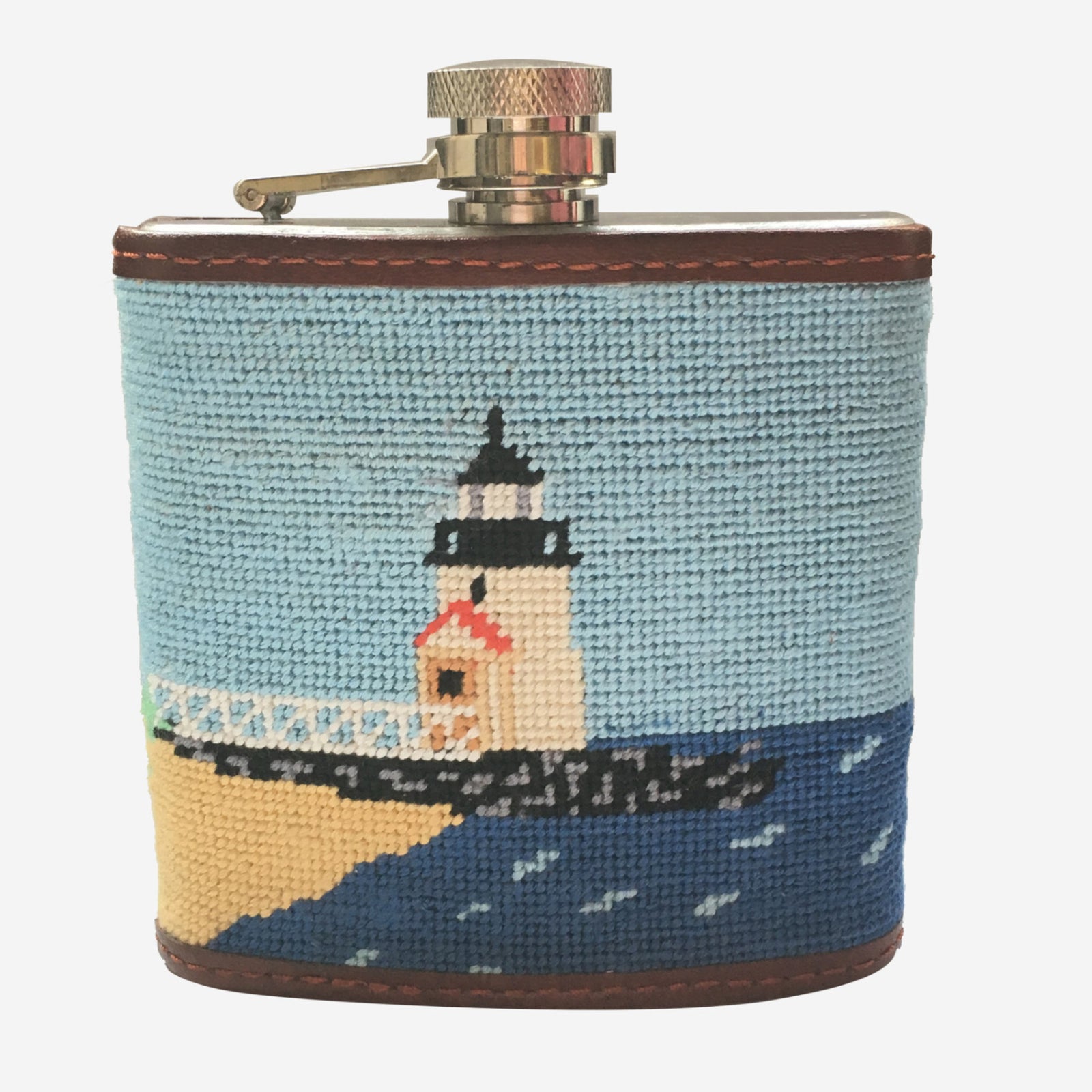 Smathers & Branson Brant Point Rainbow Fleet Scene Needlepoint Flask
