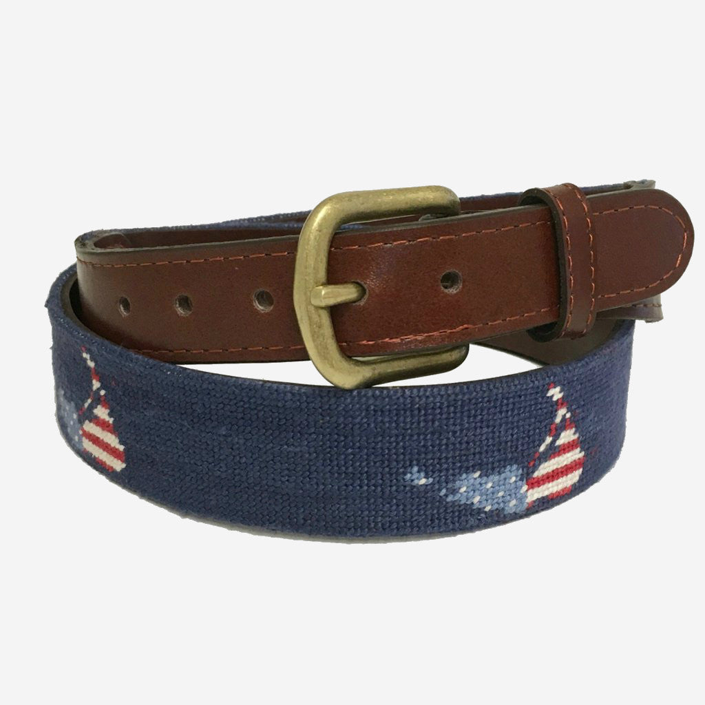 Smathers & Branson American Nantucket Island Needlepoint Belt