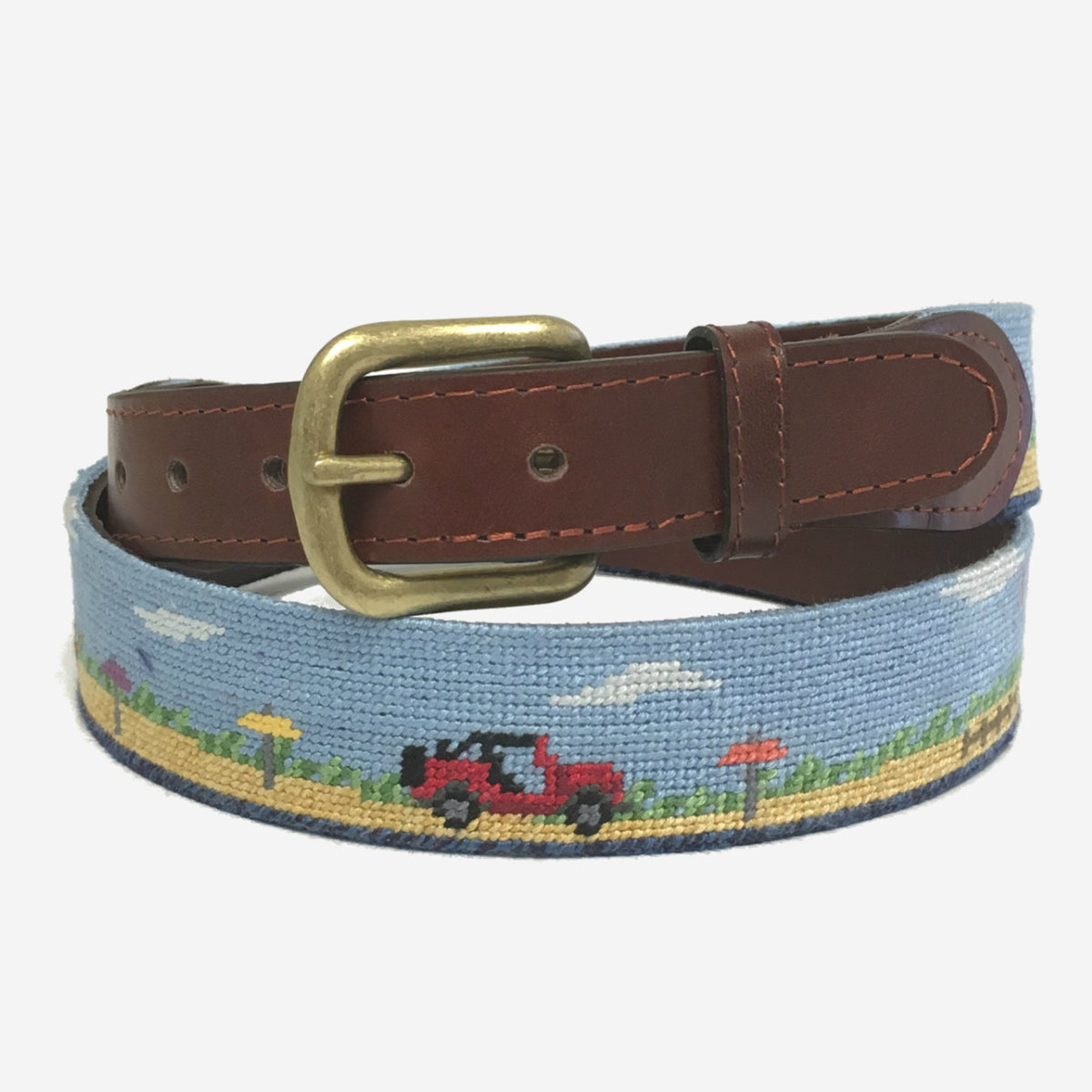 Smathers & Branson Great Point Jeeps Needlepoint Belt