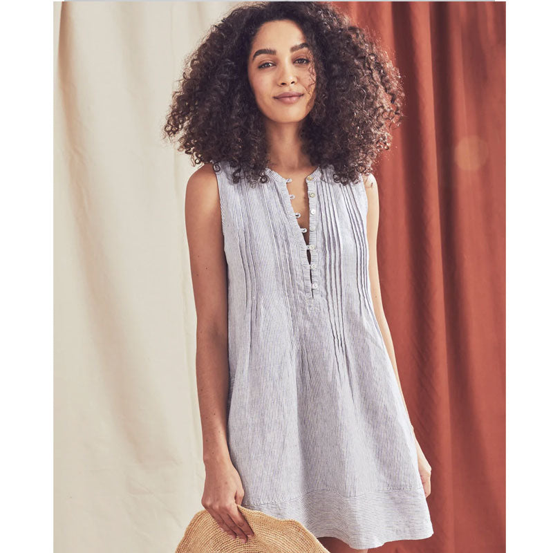 Faherty Isha Dress - Blue Mini Stripe