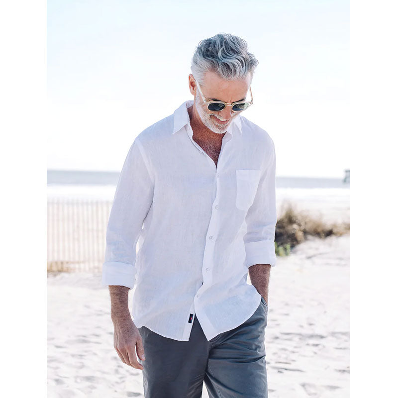 Faherty Linen Laguna Shirt - White