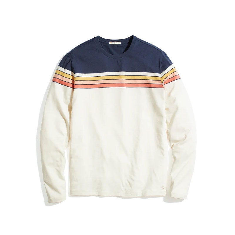Marine Layer Engineered Stripe Tee - Coronet Blue/Natural