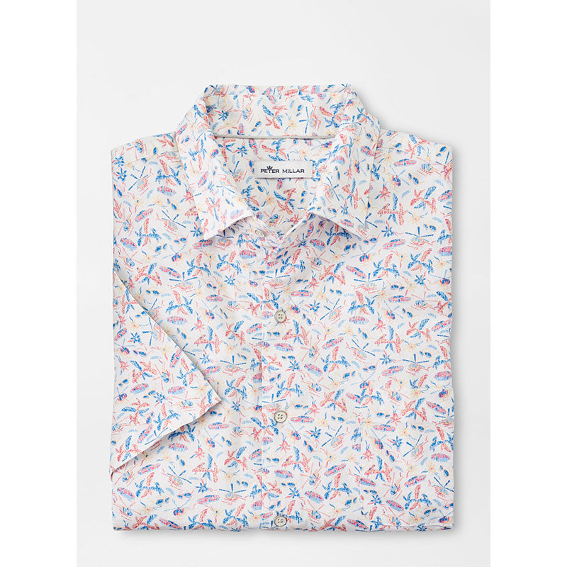 Peter Millar Oahu Cotton-Stretch Short-Sleeve Sport Shirt - Fruit Punch